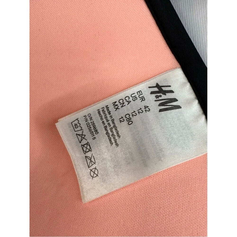 H&M halter orange neon Peach Triangle Bikini Top with Black Trim - Women Swim